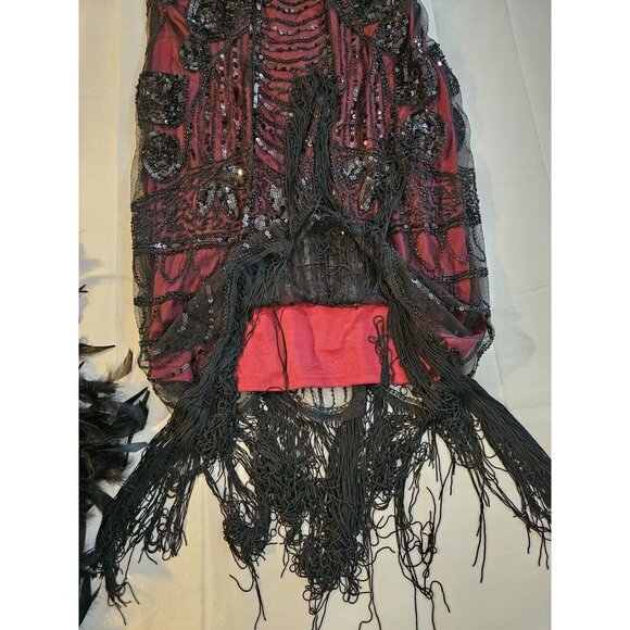 20s Gatsby Flapper Fringed Dress Complete Costume Halloween Stage Adult 14-16 L - Picture 10 of 10